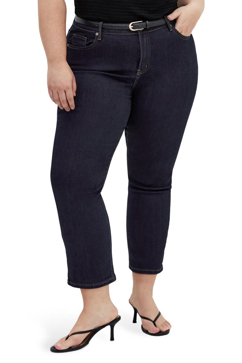 Harley Fit Leyla Crop Straight Leg Jeans, Main, color, DARK DENIM