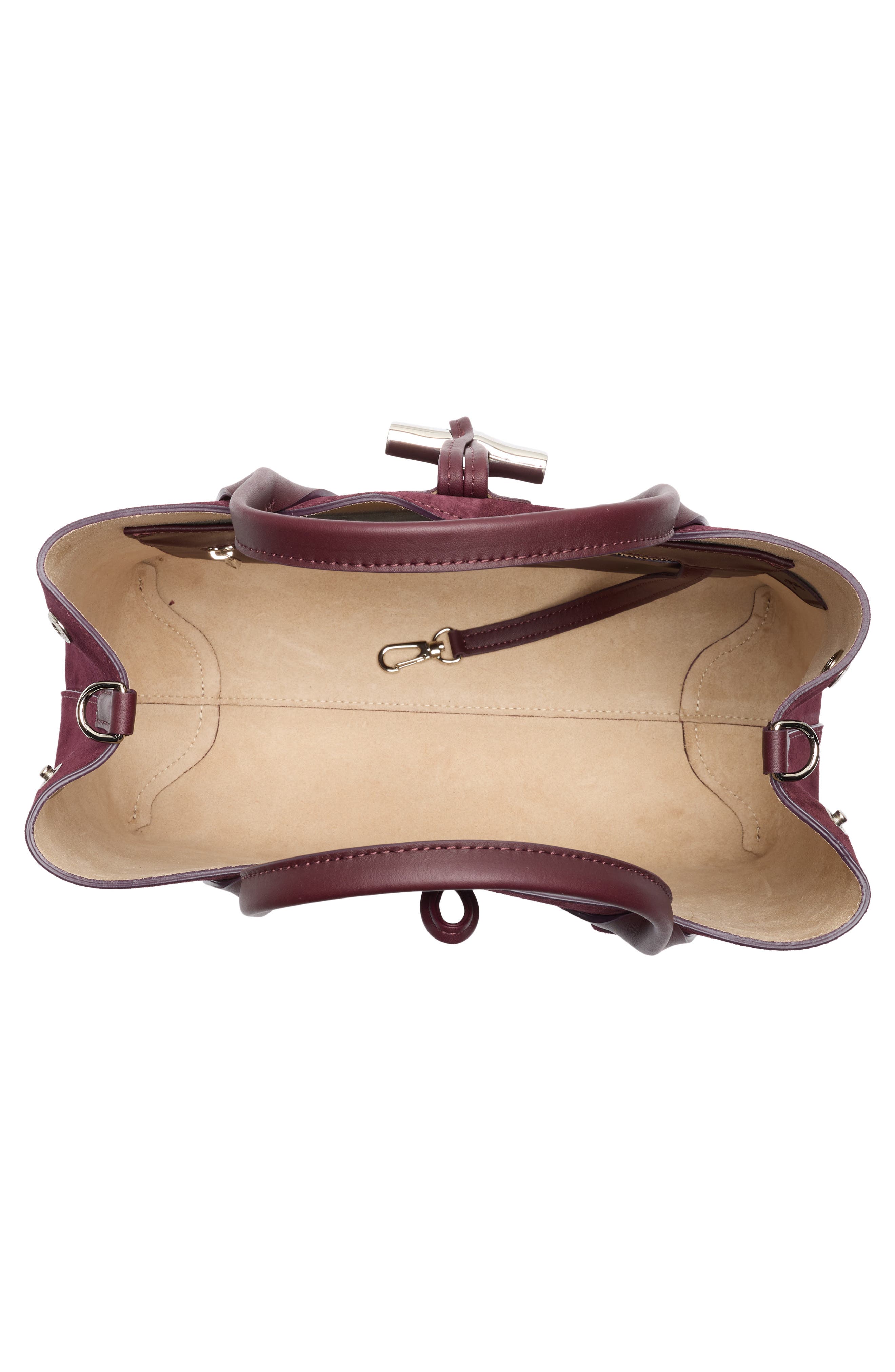 Longchamp Aubergine Medium Leather Tote Bag, Alternate, color, 