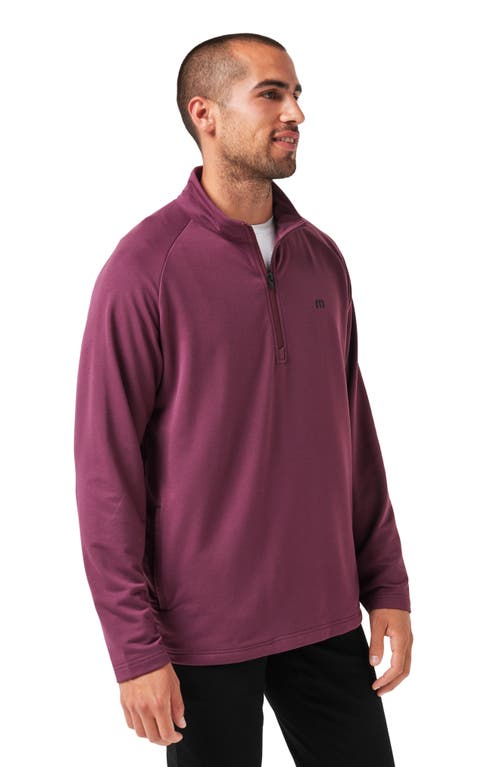 Travismathew Valiant Quarter Zip Pullover In Mauve Wine