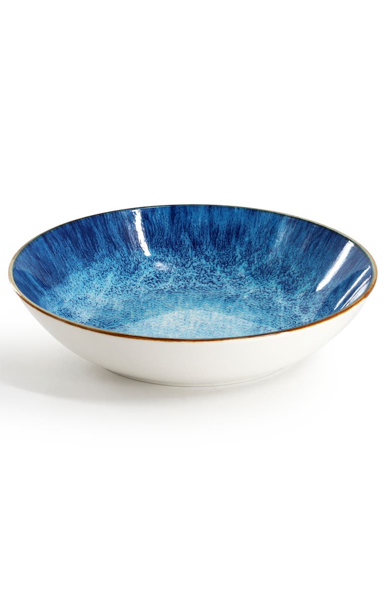 Elama Oceanus 16 Piece Porcelain Double Bowl Dinnerware Set, Alternate, color, White