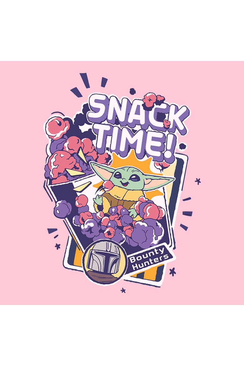 Girl's Star Wars The Mandalorian and Grogu The Child Happy Snack Time  Graphic T-Shirt, Alternate, color, Light Pink