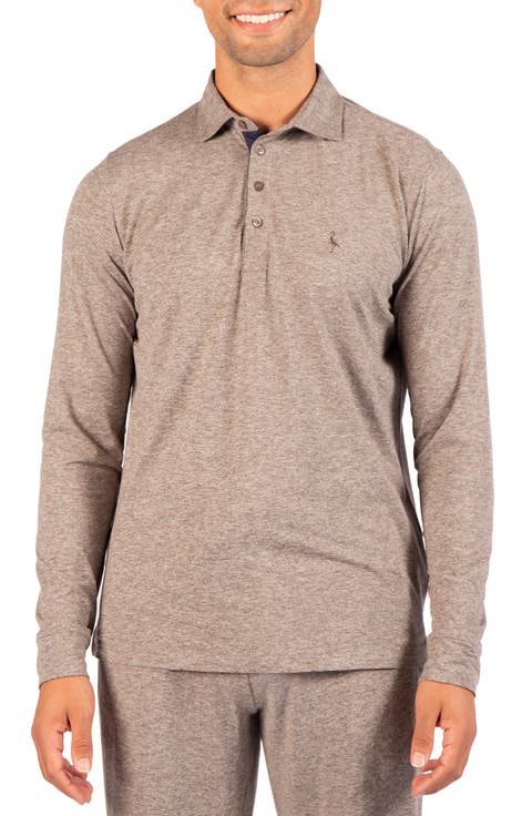 Brushed Melange Long Sleeve Polo