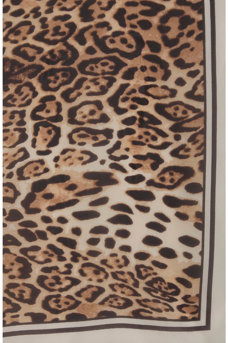 Leopard Border Square Scarf, Alternate, color, IVORY