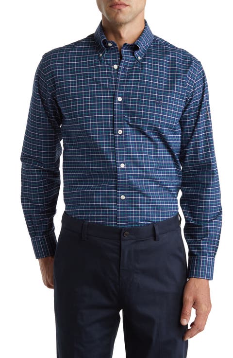 Tattersall Cotton Blend Button-Down Shirt