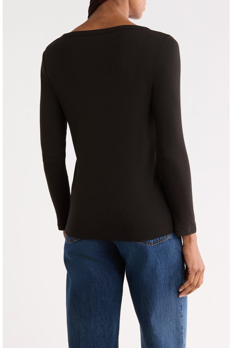 Ribbed Boat Neck Top, Alternate, color, BLACK