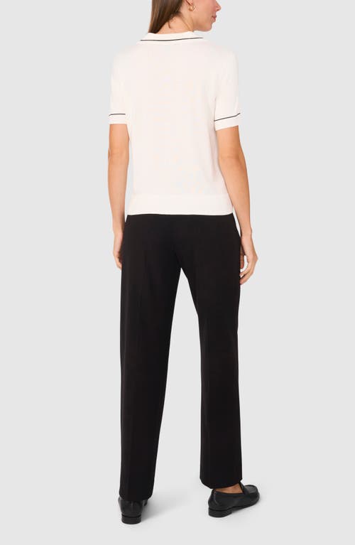 HALOGENR HALOGEN(R) TIPPED JOHNNY COLLAR POLO SWEATER