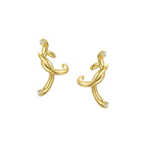 Twist Gold Pave Ear Cuff
