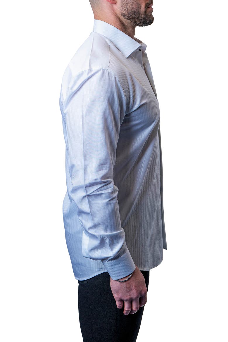 Fibonacci Shiny White Contemporary Fit Button-Up Shirt, Alternate, color, WHITE