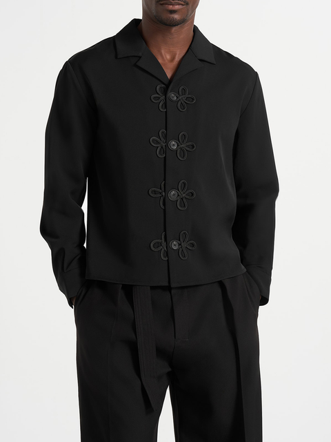 Valen Embroidered Closure Long Sleeve Shirt
