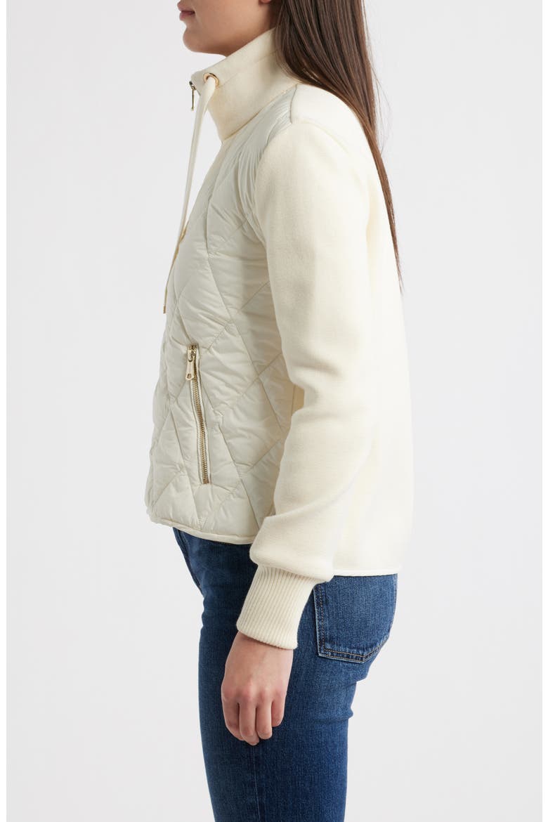 Mixed Media Quilt Front Sweater Jacket, Alternate, color, VANILLA ICE