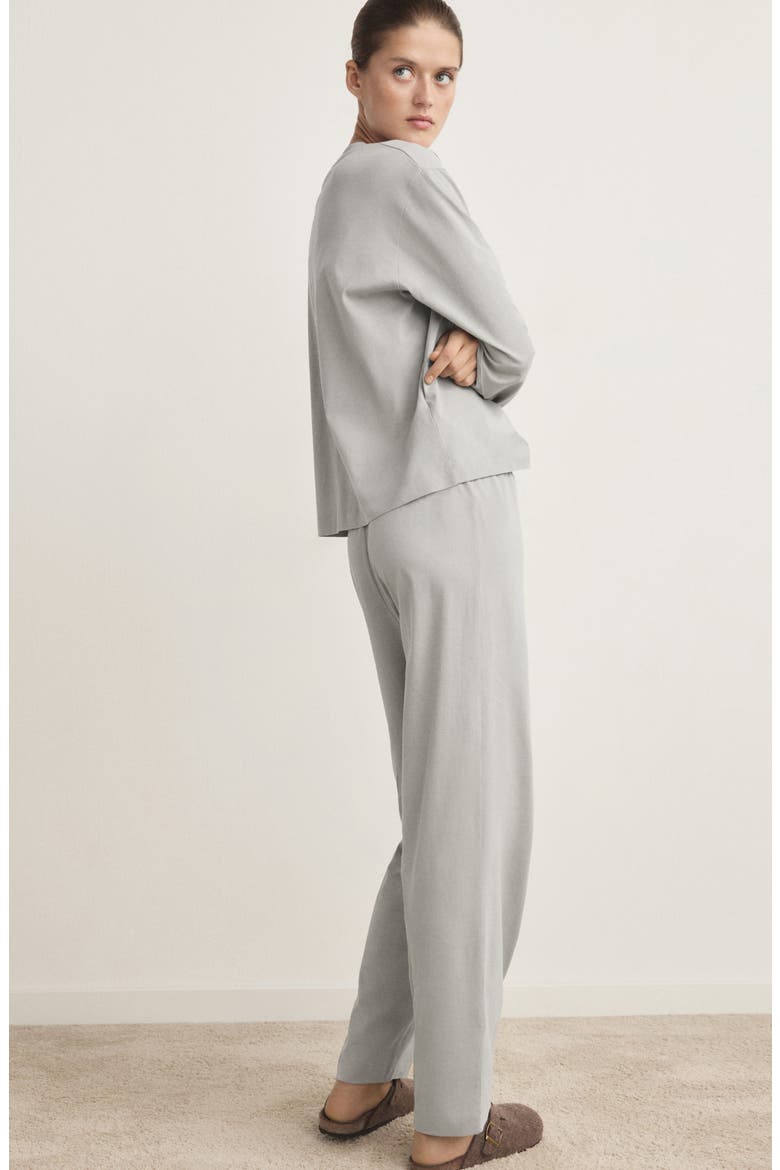 Plain Cotton Pajamas, Alternate, color, LIGHT GREY