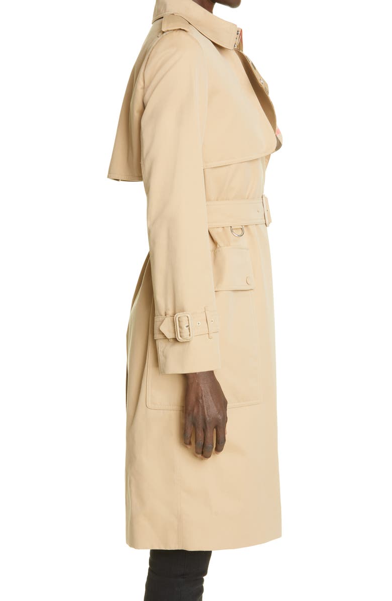 Burberry Sandridge Check Detail Trench Coat, Alternate, color, 