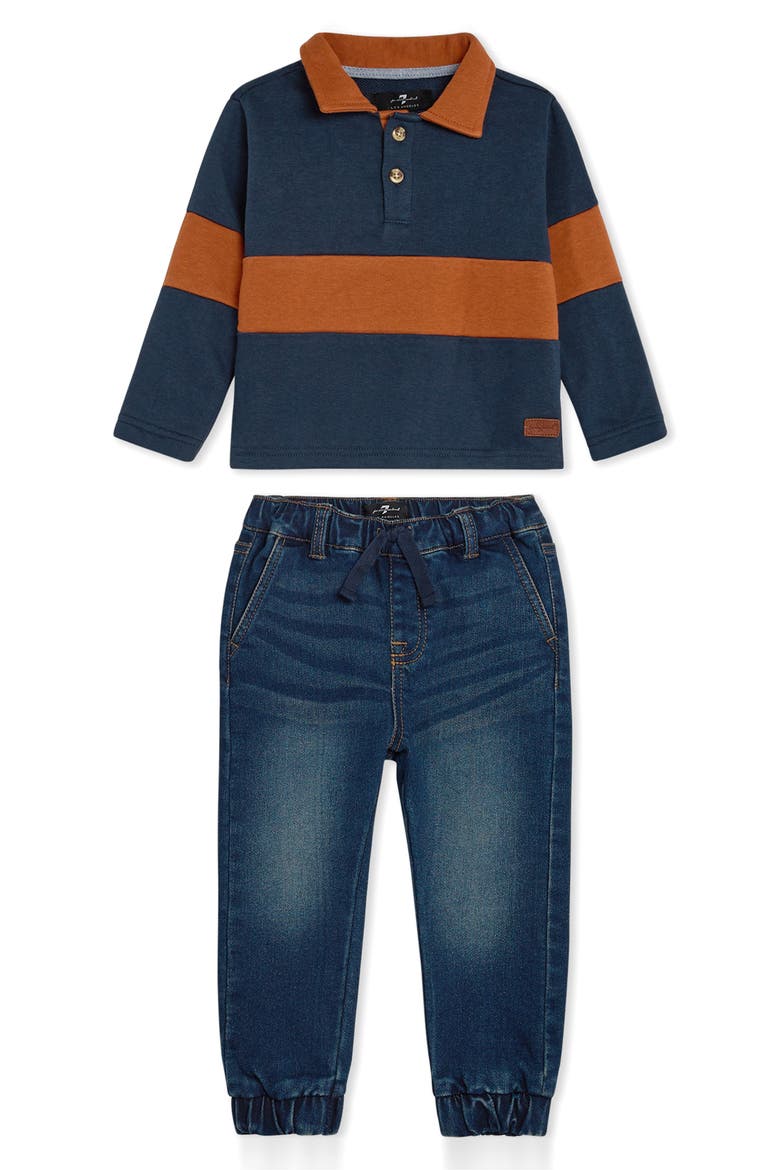 Kids' 2-Piece Polo Shirt & Jeans Set, Main, color, NAVY