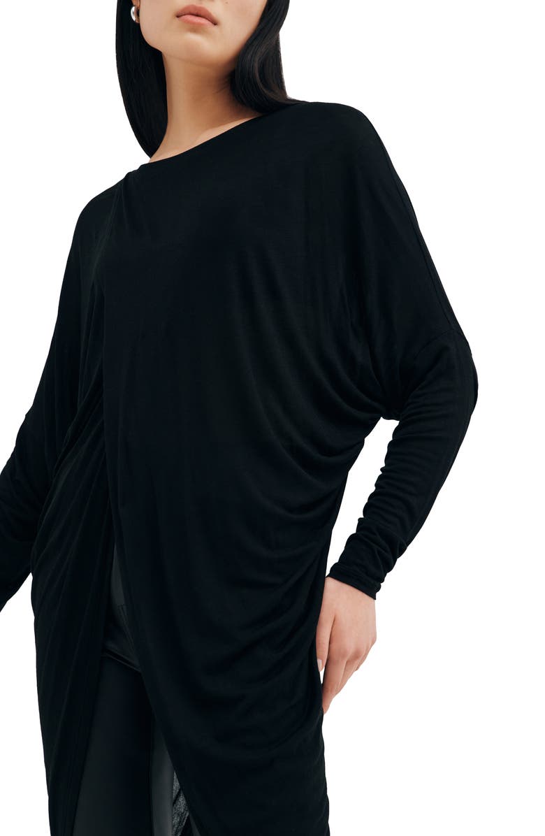 Two Lines by Marcella Vienna Tulip Hem Tunic, Alternate, color, Black