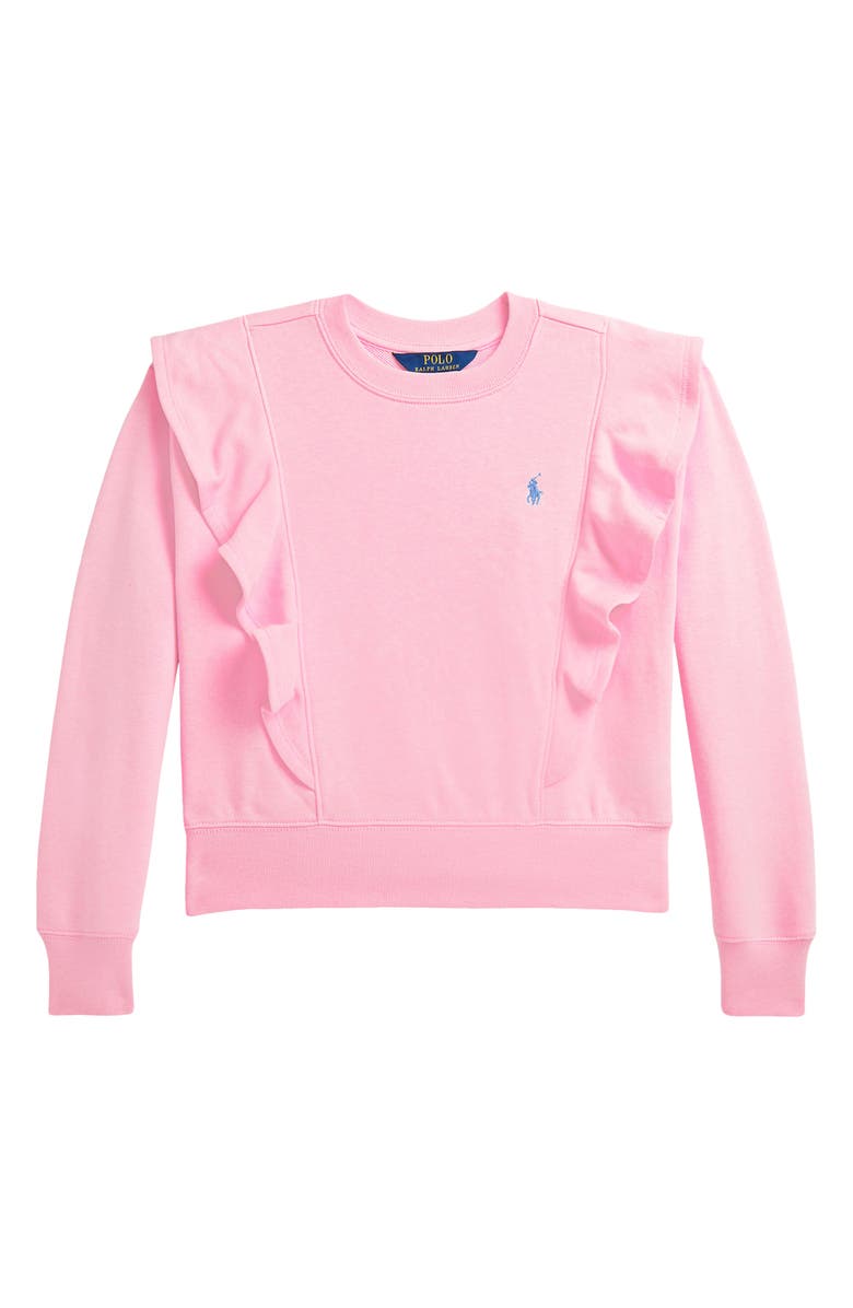 Ralph Lauren Kids' Ruffle Accent French Terry Sweatshirt, Main, color, 