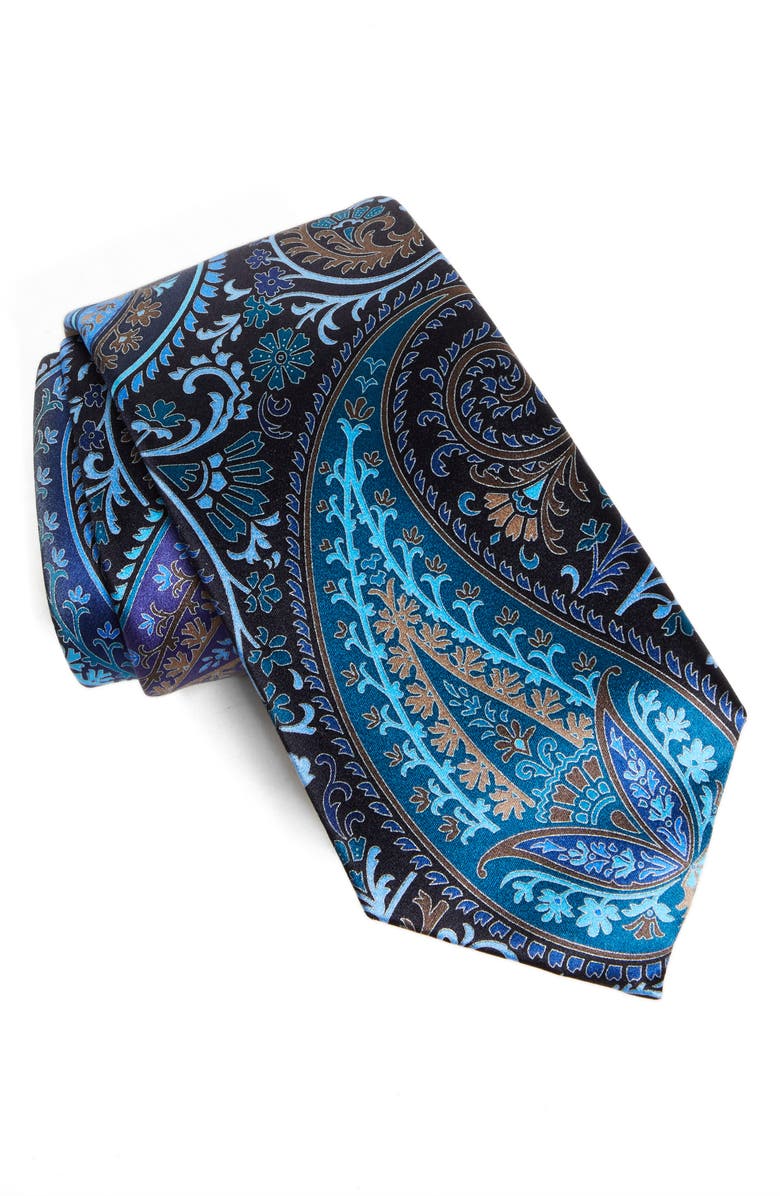 ZEGNA TIES ZEGNA Navy Paisley Quidici Silk Tie, Main, color,
