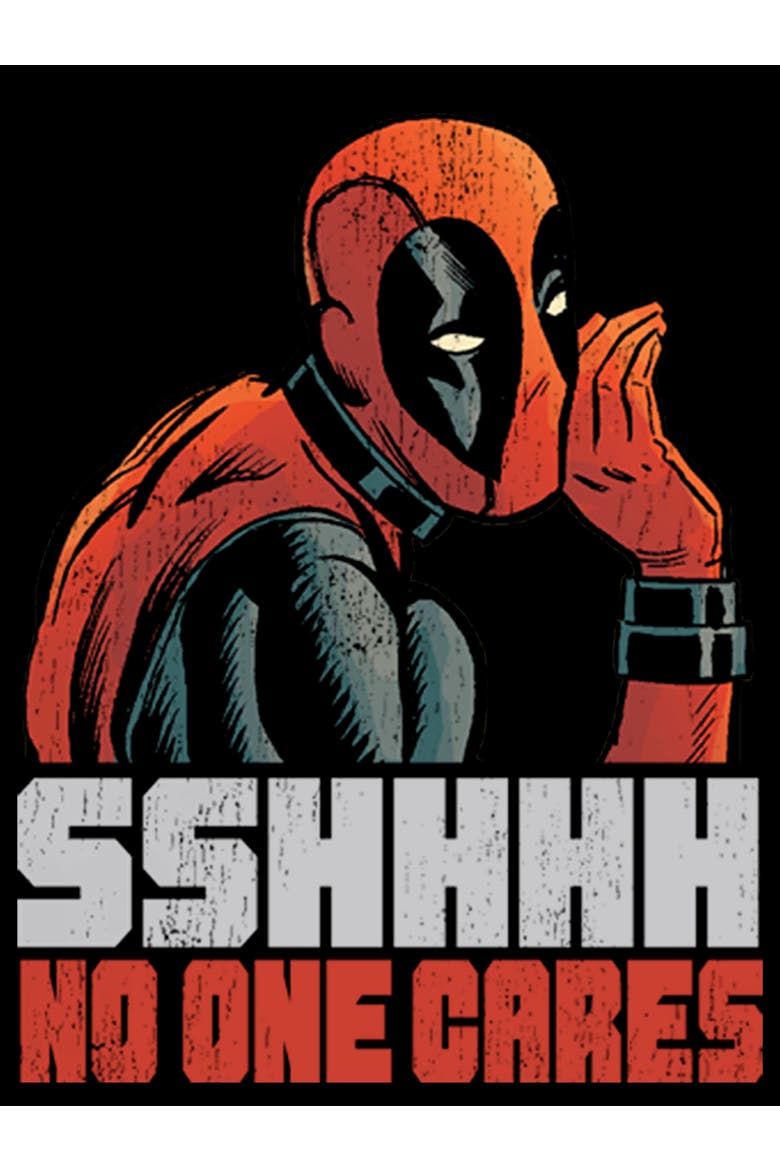 Men's Marvel Deadpool No One Cares Graphic Tee, Alternate, color, Black