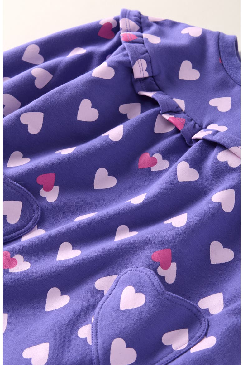 Ruffle Bib Cozy Dress, Alternate, color, PURPLE OPULENCE HEART STAMP