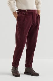 Brunello Cucinelli Comfort Cotton And Cashmere Corduroy Trousers With Double Pleats And Waist Tabs