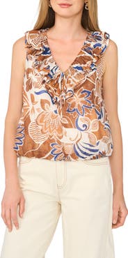 Vince Camuto Ruffle Collar Sleeveless Top