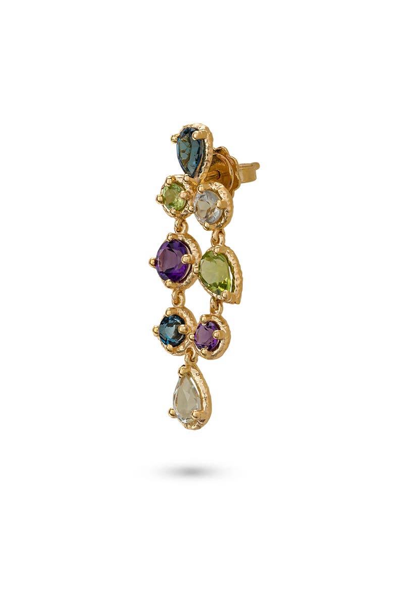 Odyssey Earrings Natural Blue - Green - Purple Gems. Handmade in Italy, Alternate, color, Gold Plated