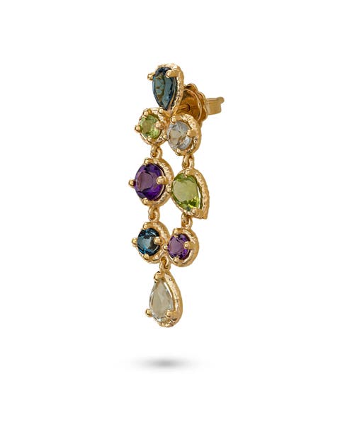 Odyssey Earrings Natural Blue - Green - Purple Gems. Handmade in Italy