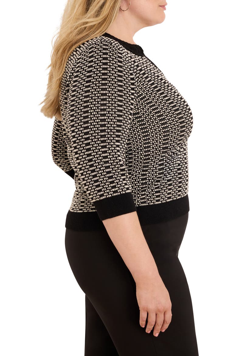 Geo Stitch Collared Sweater, Alternate, color, BLACK MULTI