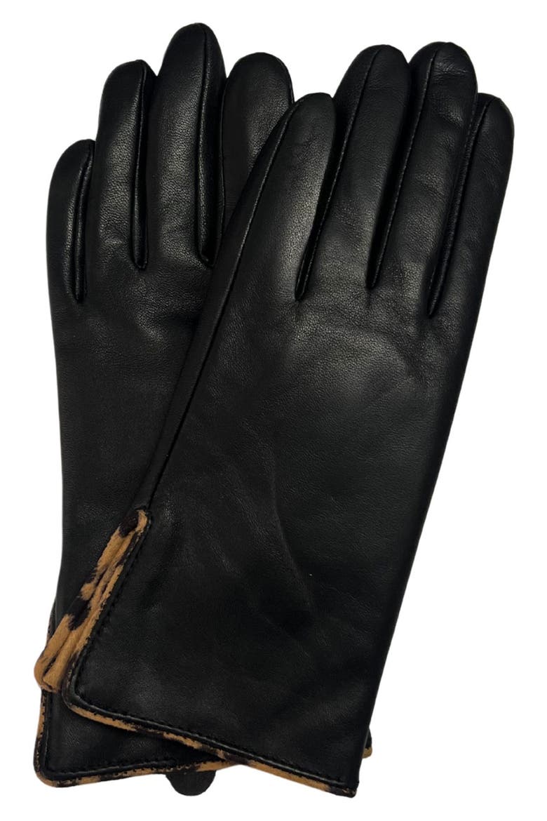 Leather Gloves, Main, color, BLACK
