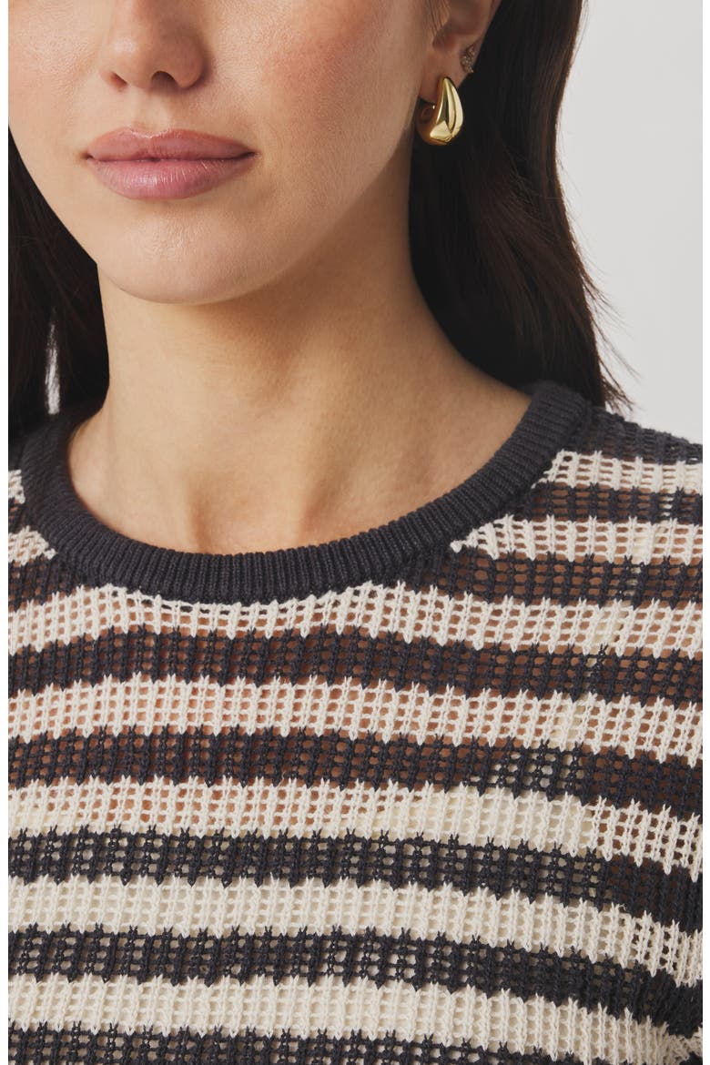 Yasmine Striped Short Sleeve Sweater, Alternate, color, LEAD/NATURAL
