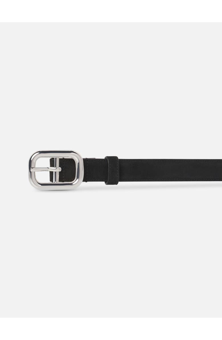 FRAME The Rounded Buckle Suede Belt, Alternate, color, Black