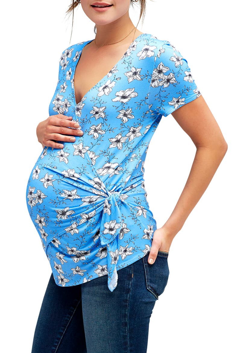 Pia Maternity/Nursing Top, Alternate, color, BLUE FLORAL
