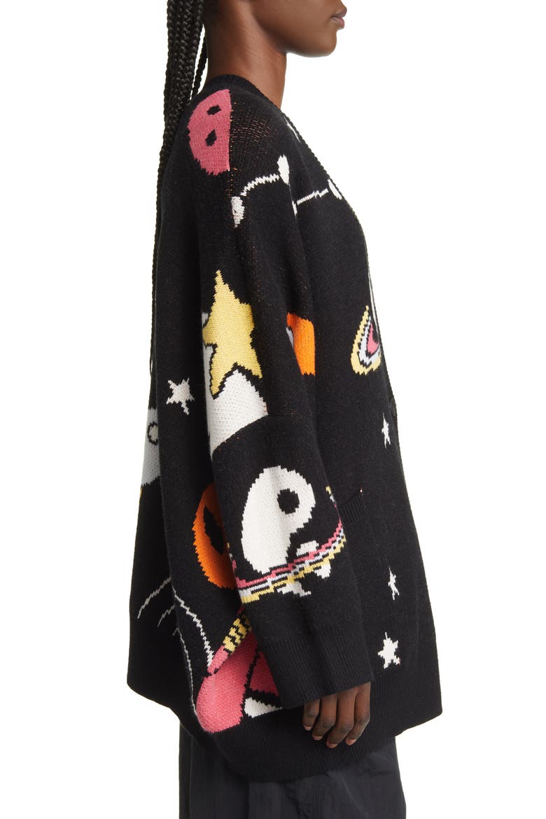 Outerspace Oversize Open Front Cardigan, Alternate, color, BLACK SPACE