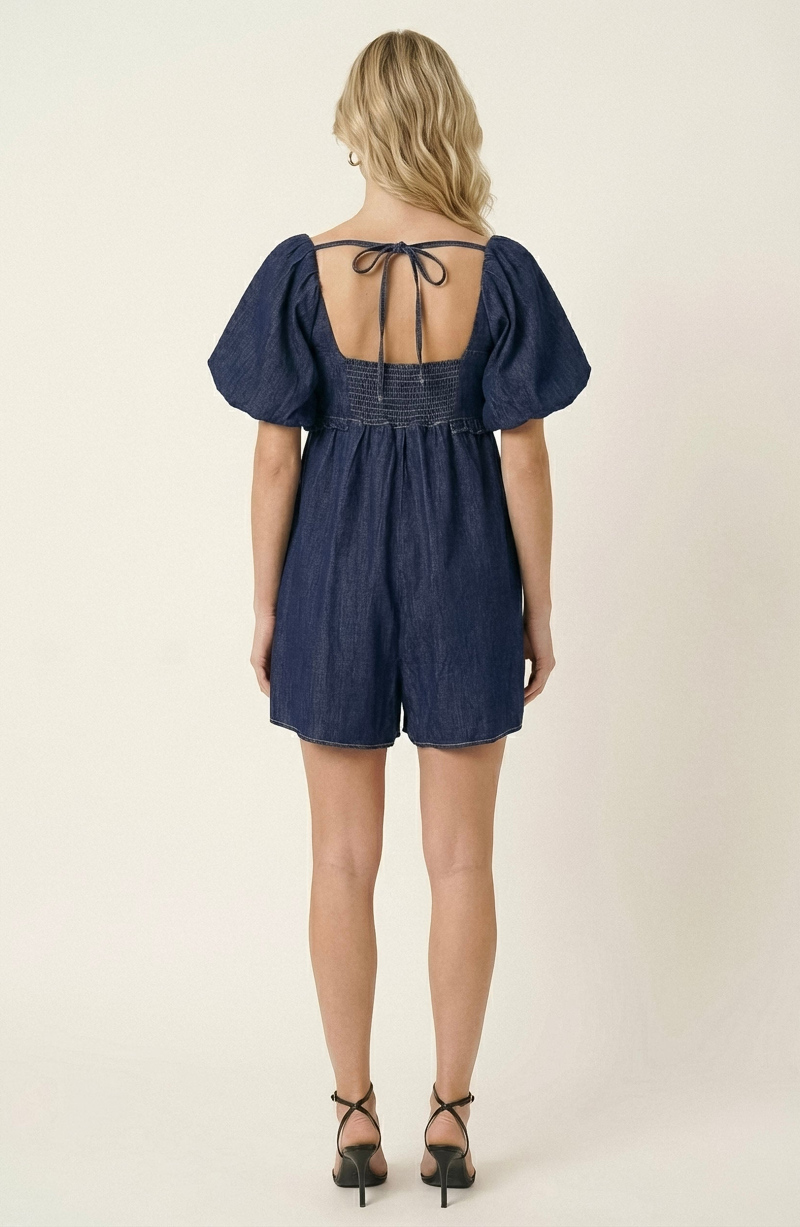 Puff-Sleeve Romper with Tie Front - image 2