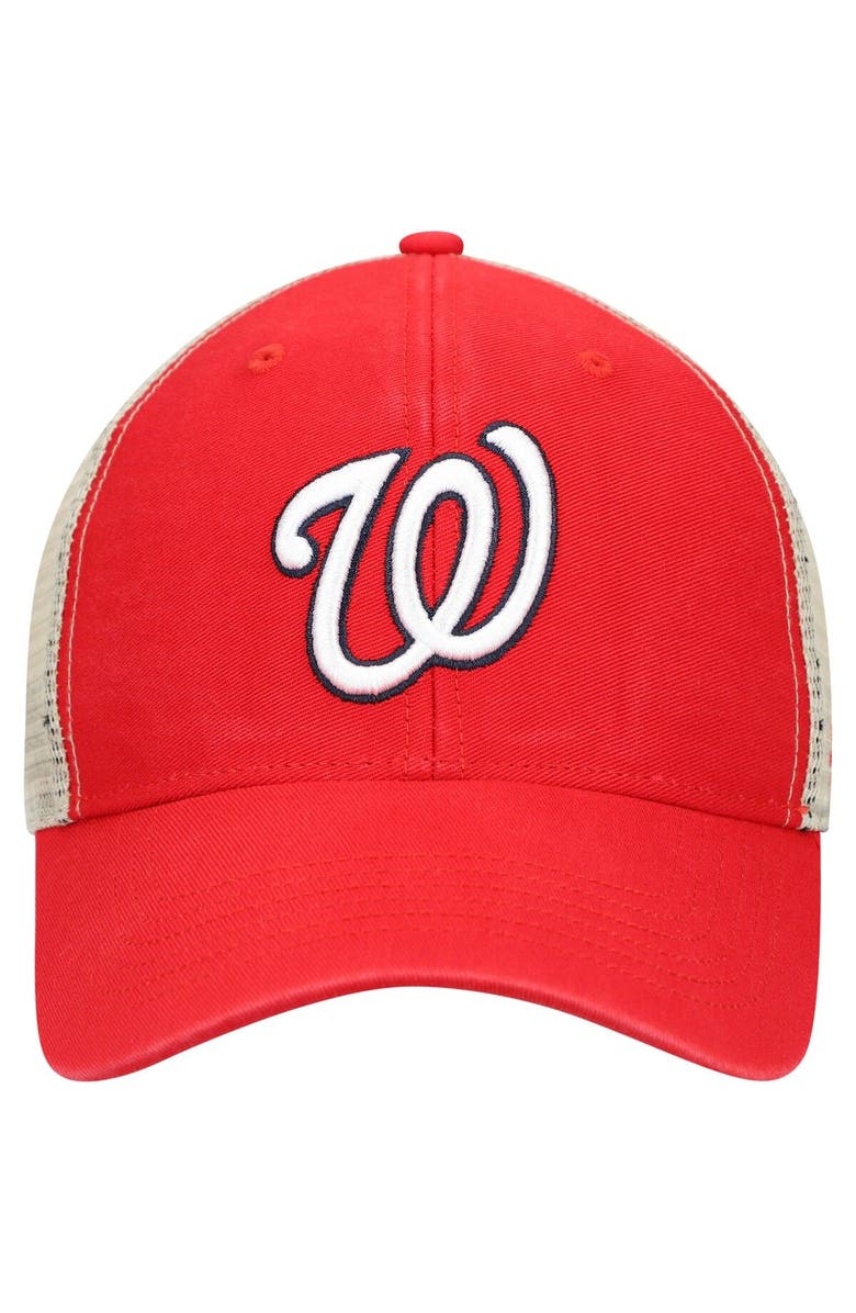 '47 Men's '47 Red/Natural Washington Nationals Flagship Washed MVP Trucker Snapback Hat, Alternate, color, Red