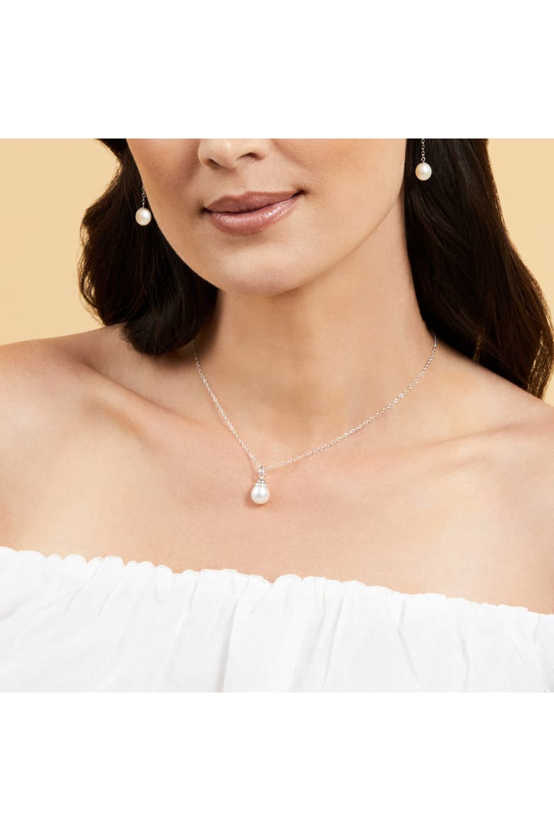 14K Gold White Freshwater Cultured Pearl Devon Pendant, Alternate, color, White Gold