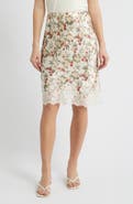 DÔEN Elowette Floral Lace Hem Silk Skirt