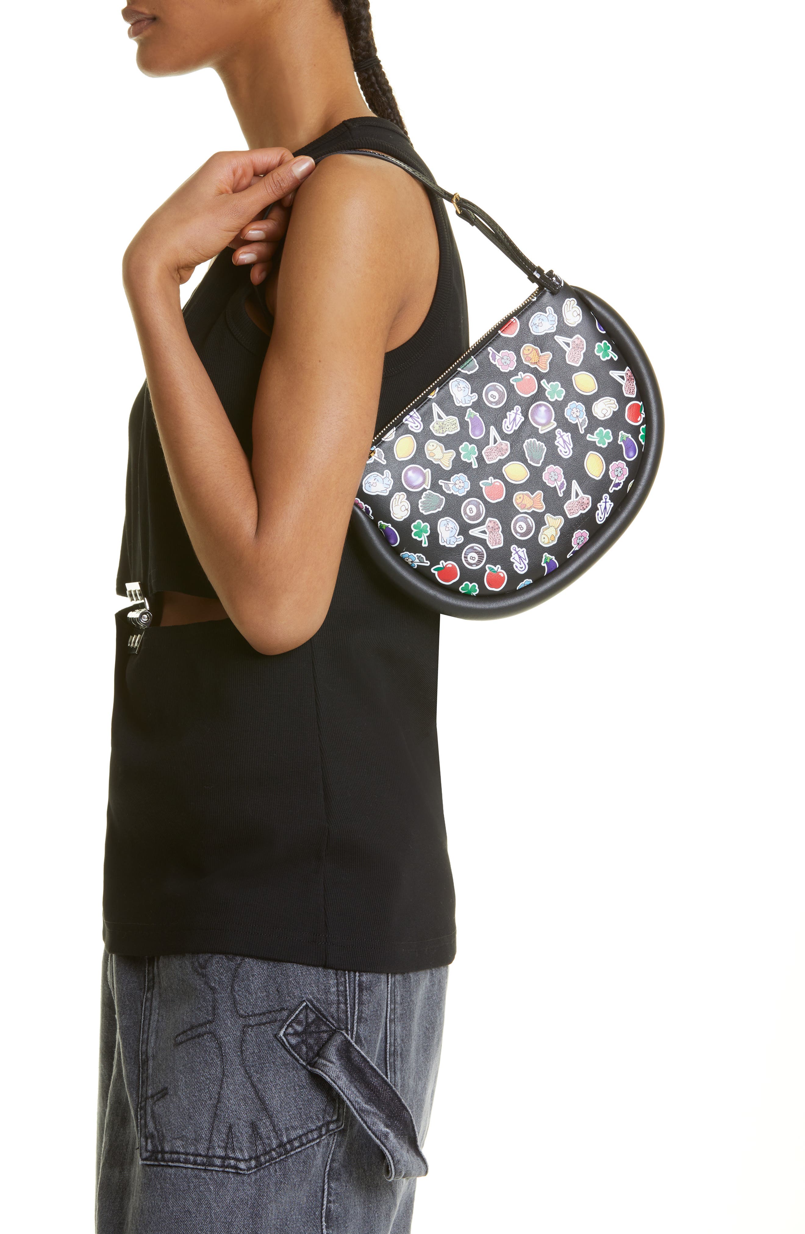 JW Anderson Stickers Bumper Moon Shoulder Bag, Alternate, color, 