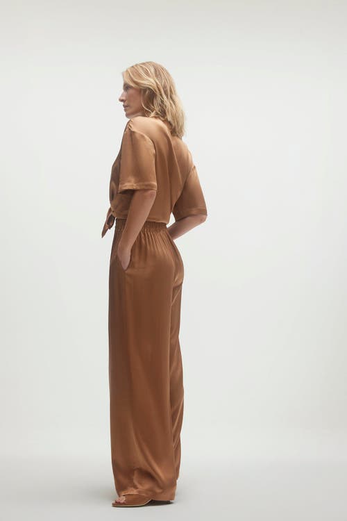 Naked Cashmere Evan Silk Wide Leg Pant In Brown