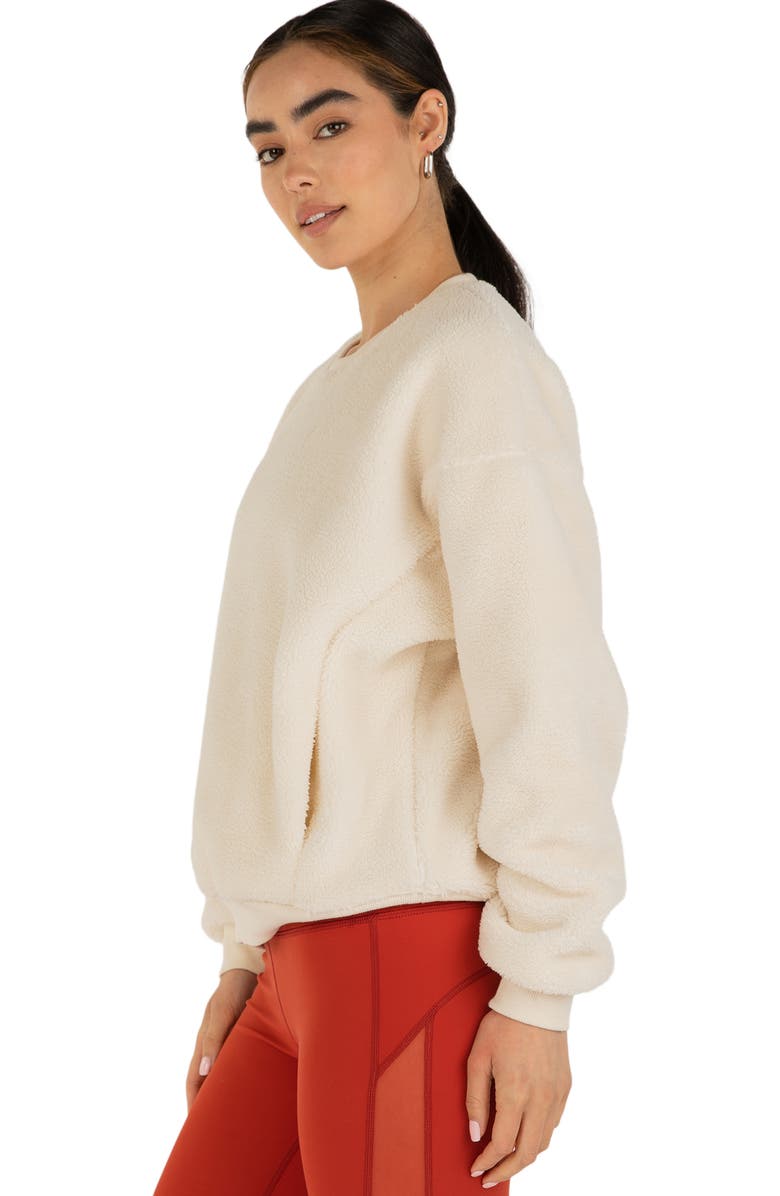 Rebody Active Teddy Micro Fleece Lined Sweatshirt, Alternate, color, Bone