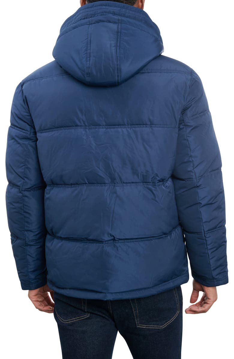 Lucky Brand Davis Water Resistant Faux Shearling Lined Hood Puffer Jacket, Alternate, color, Midnight Navy