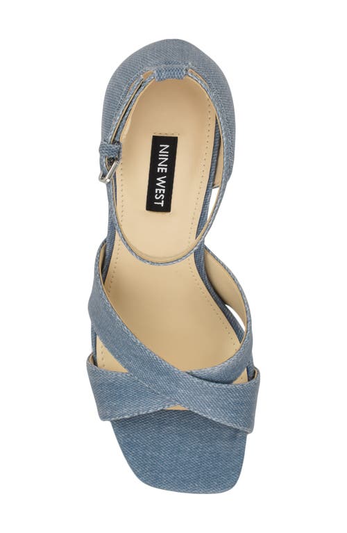 Nine West Vicky Ankle Strap Platform Sandal In Light Blue
