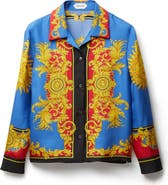 Versace Barocco Print Silk Twill Bowling Shirt