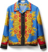 Versace Barocco Print Silk Twill Bowling Shirt