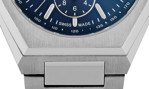 Ferragamo Men's 42mm Tonneau Chronograph Watch With Bracelet Strap, Silver/blue In Silver