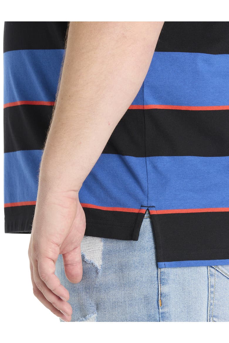 Big & Tall Rugby Striped Polo Shirt, Alternate, color, CAVIAR MULTI