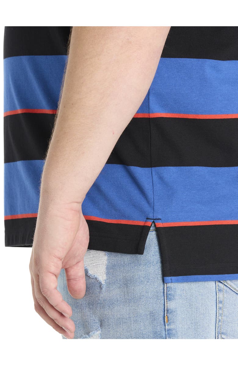 Harbor Bay by DXL Big & Tall Rugby Striped Polo Shirt, Alternate, color, Caviar Multi