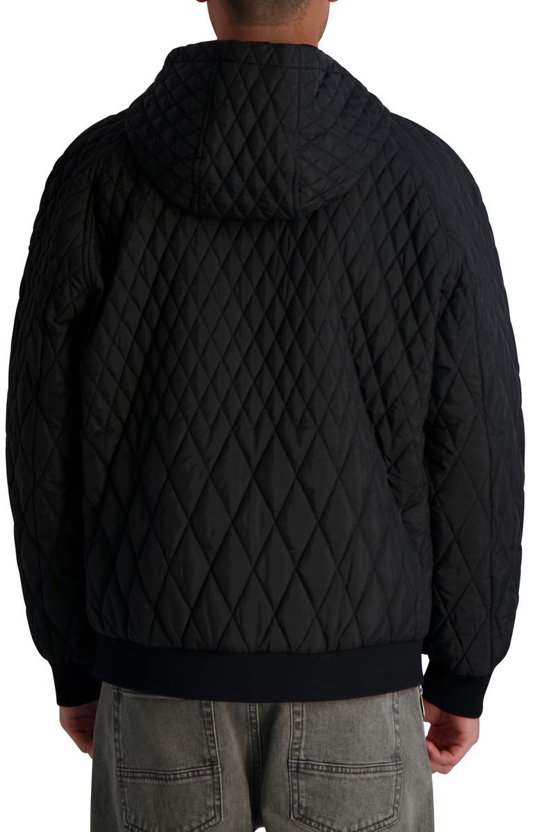 KARL LAGERFELD PARIS Hooded Diamond Quilted Jacket, Alternate, color, Black