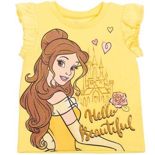 Disney Princess T-shirt & French Terry Shorts Set In Yellow