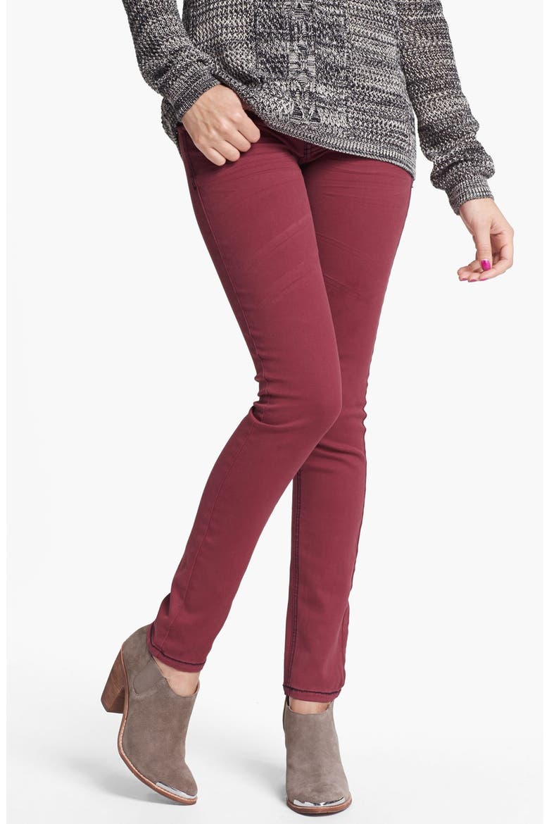Fire Overdyed Skinny Jeans, Main, color, PINOT