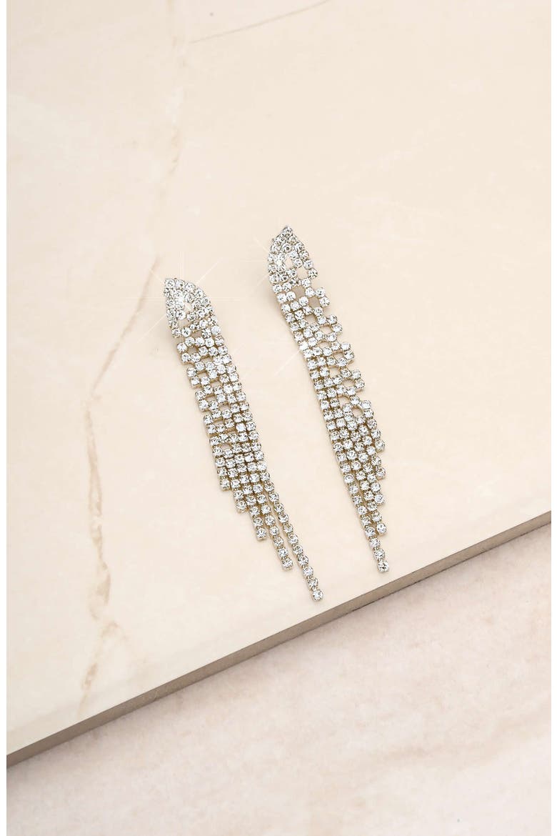 Champagne Nights Crystal Fringe Drop Earrings, Alternate, color, SILVER